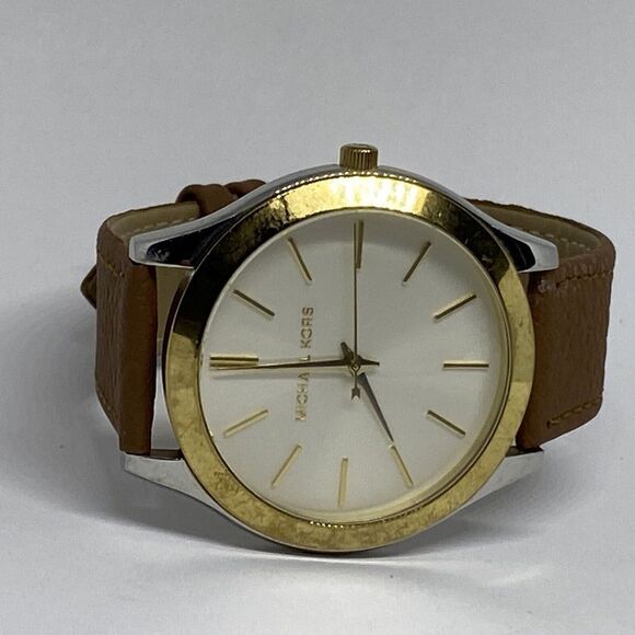 Michael Kors Slim Runway MK-3198 Women's Brown Leather Analog Dial Watch EY110 - Picture 7 of 12